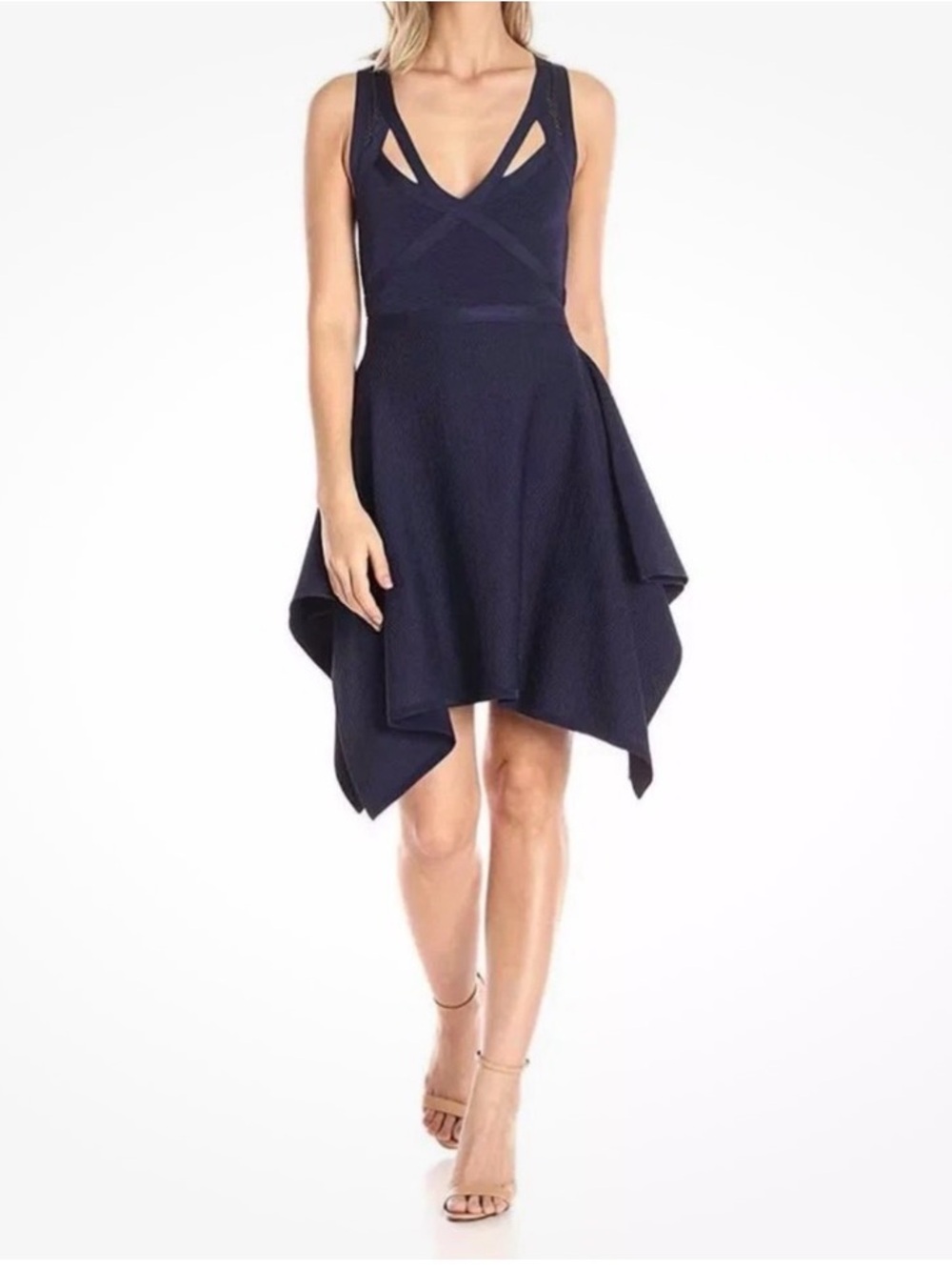 Marciano navy handkerchief fit and flare dress S $295